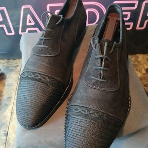 Emilio Franco Mens ItalianBlackLeather/Suede Lace Up Dress Shoes Sz 10 EUC! T